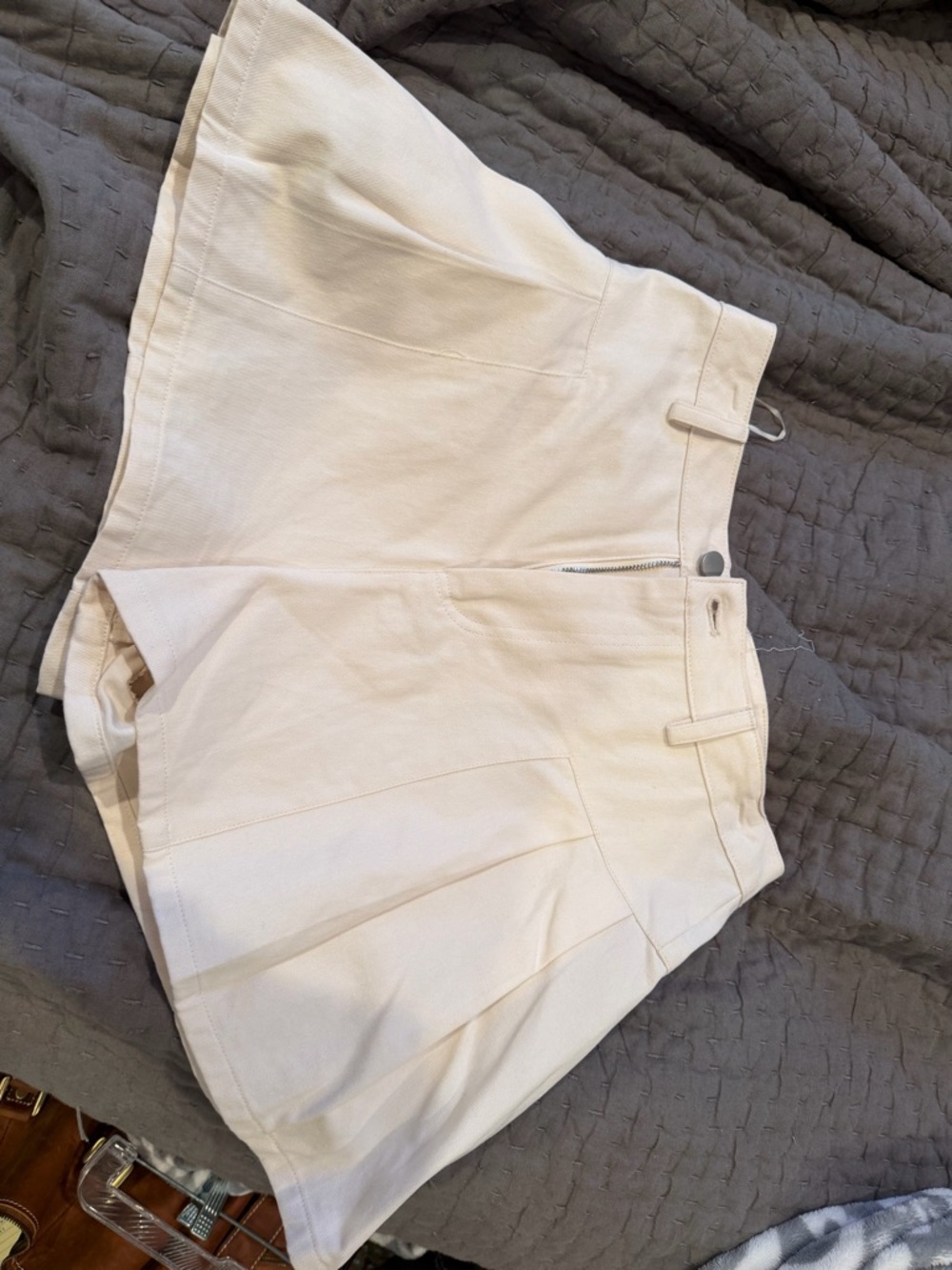 MARBLE Cream High-Rise Skort with Subtle Stitching